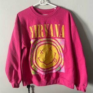 NIRVANA Pink and Yellow Crew Neck Sweater